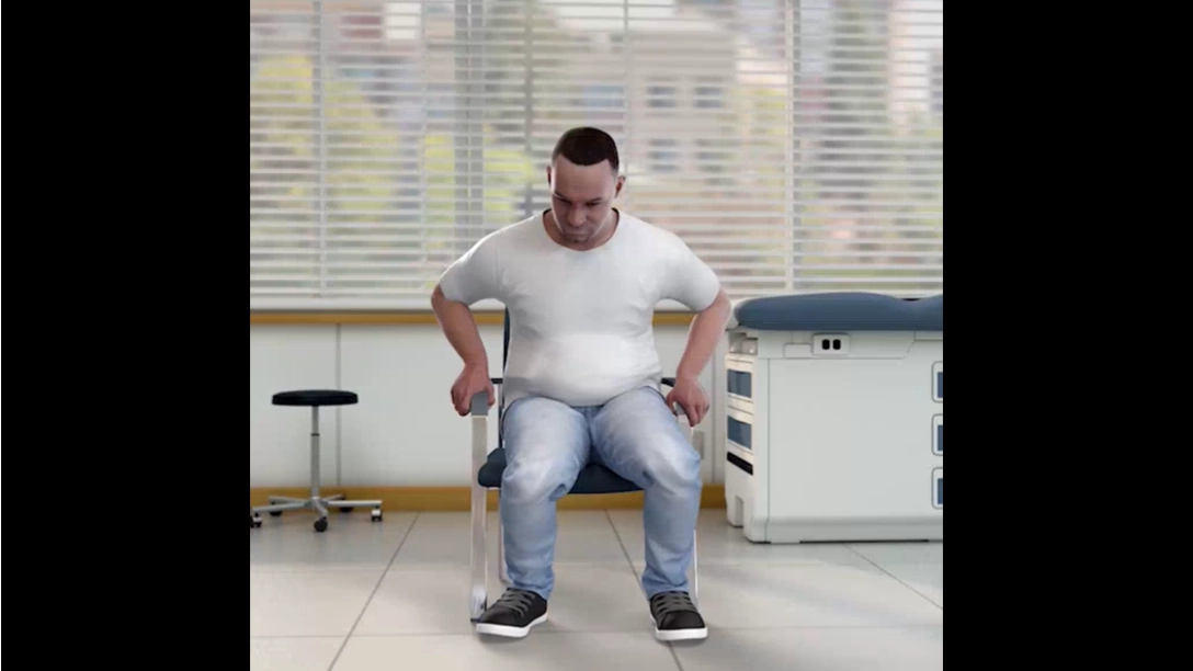 Pompepatientens svårigheter att resa sig från en stol